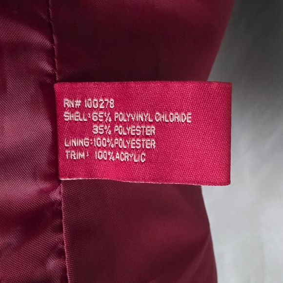 90's 00's Vintage Red Faux Leather Crop Penny Lane Y2k Jacket Fuzzy Sz S - Picture 16 of 16